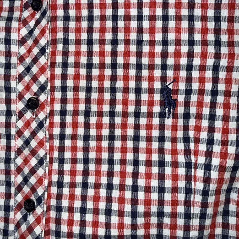 Boys Ralph Lauren Long Sleeve Button Up Shirt Red/ Blue Size XL